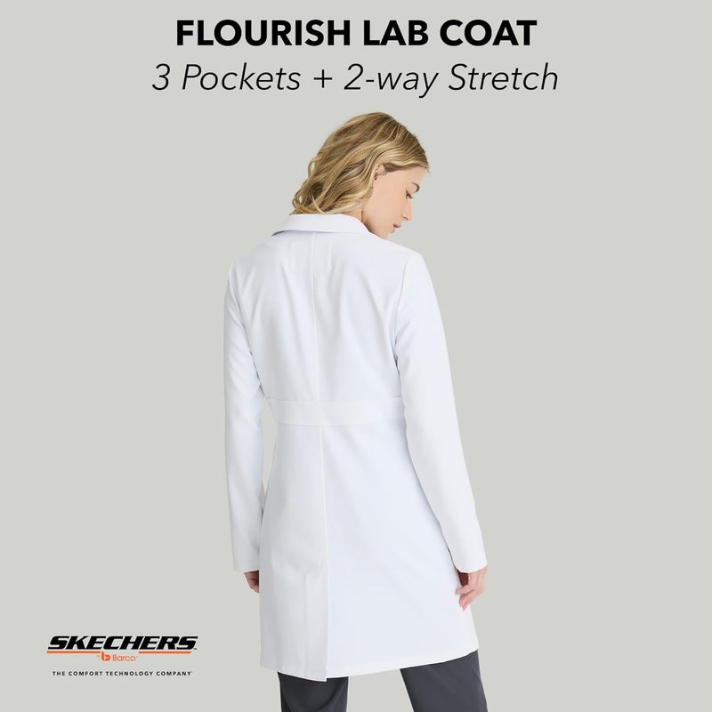 Barco Skechers by Flourish Lab Coat for Women – 3-Pocket, 3-Button Medical Scrub Coat w/ 2-way Stretch & Soil Release Fabric - Image 1